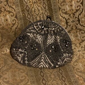 New W/out Tags Estee & Lilly Beaded Satin Hard Clasp Purse with Chain Strap